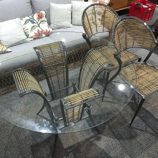 Glass Top Table with Two Matching Chairs