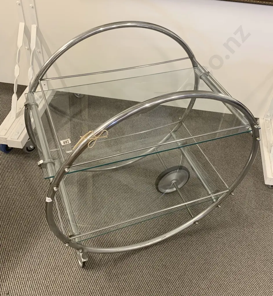 Chrome Art Deco Two Tier Tea Trolley Image 1++