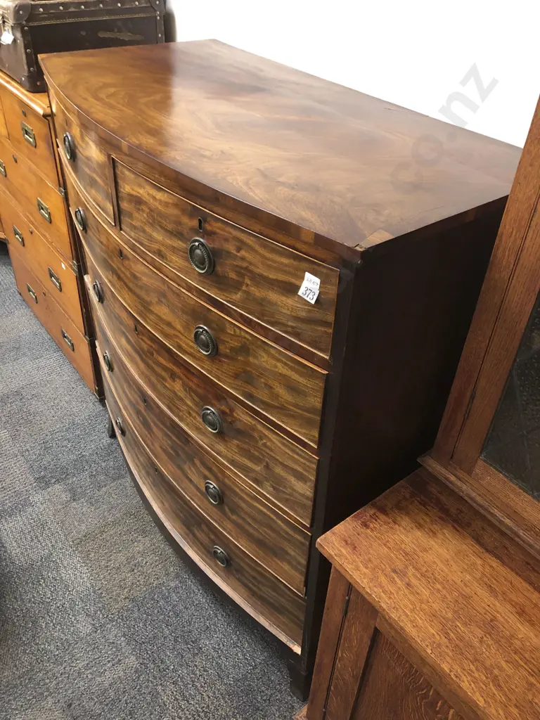 Regency Mahogany Bow Front Chest of Drawers Image 1++