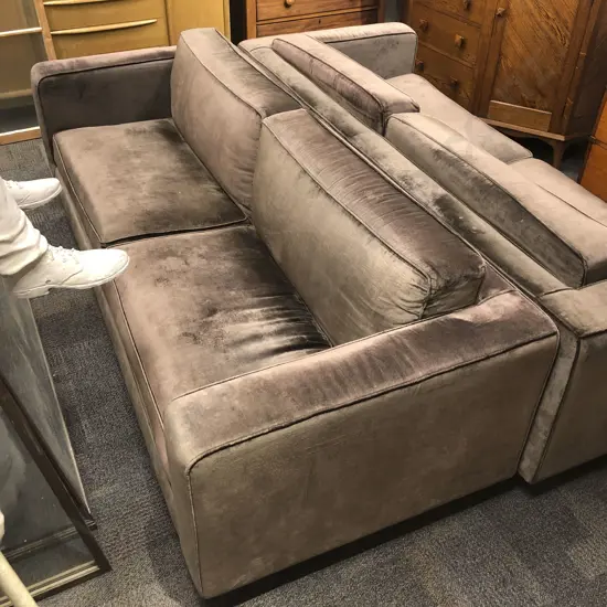 Pair of Large Thonet Velvet Three and a Half Seater Sofas