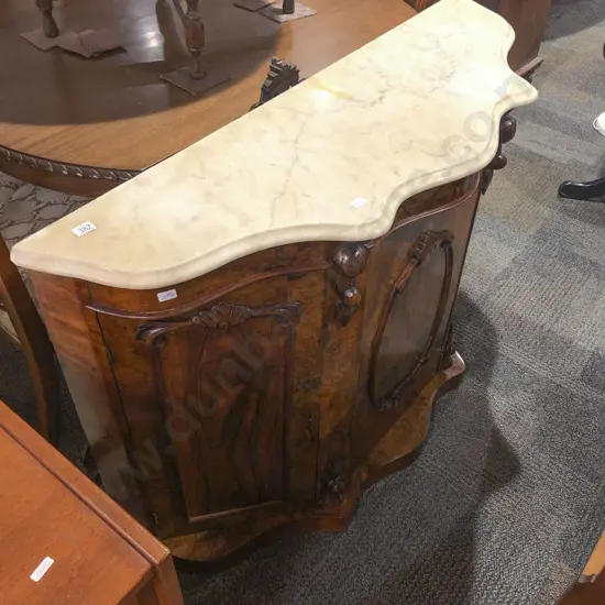 Victoria Burr-Walnut Marble Top Chiffonier
