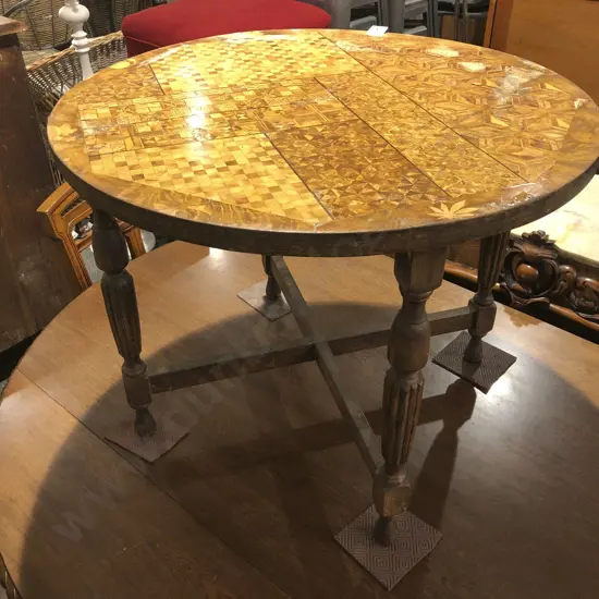 Colonial Marquetry Circular Side Table