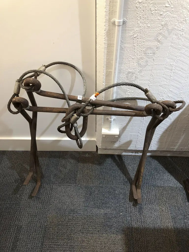 Two Industrial Cast Metal Hoists Image 1++