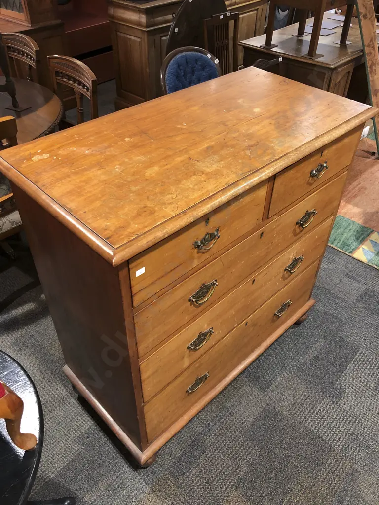 19th Century NZ Colonial Kauri Flat Front Chest of Drawers Image 1++