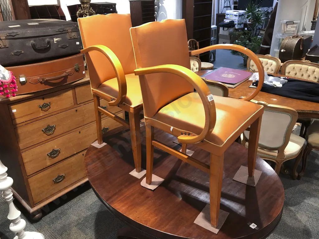 Pair of NZ Native Timber Curved Arm Carver Chairs Image 1++