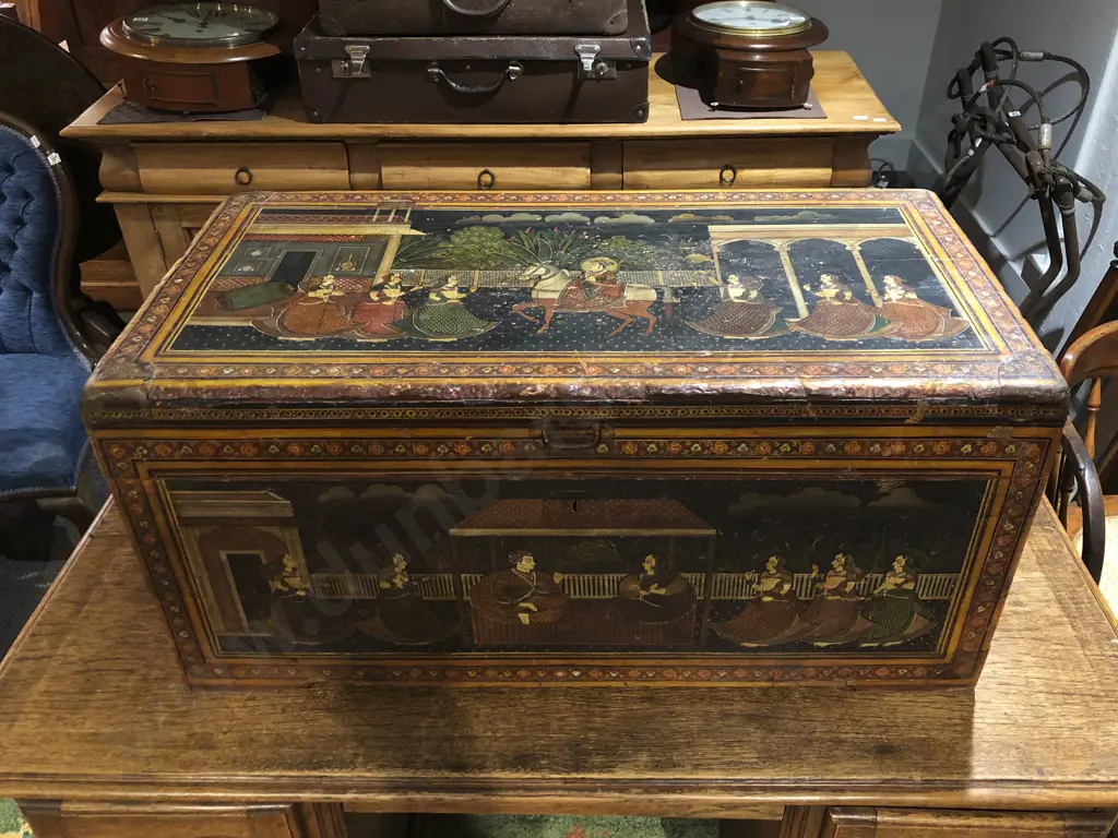 Antique Indian Dowry Trunk Image 1++