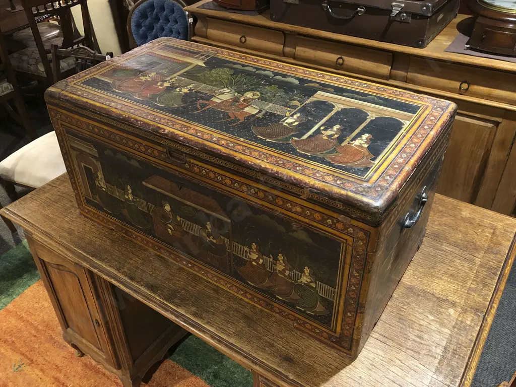 Antique Indian Dowry Trunk Image 1++