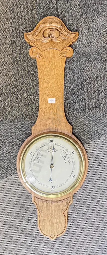 Edwardian Oak Cased Banjo Barometer Image 1++