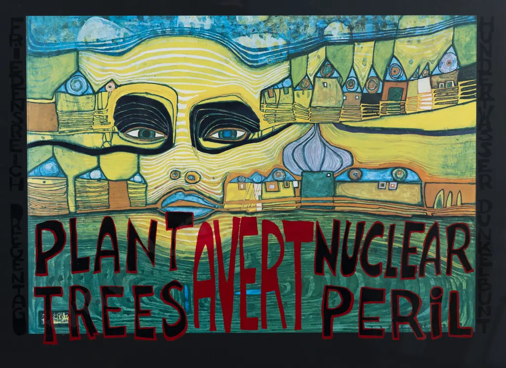 Hundertwasser (1928 - 2000) - Plant Trees Avert Nuclear Peril Image 1++