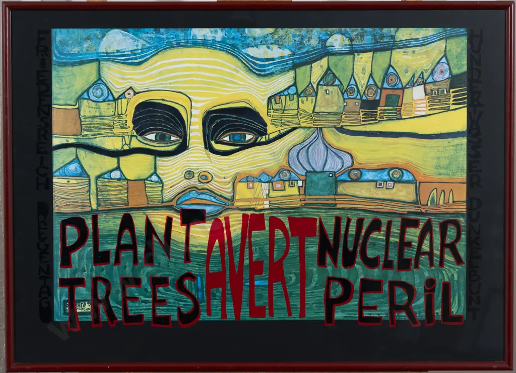 Hundertwasser (1928 - 2000) - Plant Trees Avert Nuclear Peril Image 1++