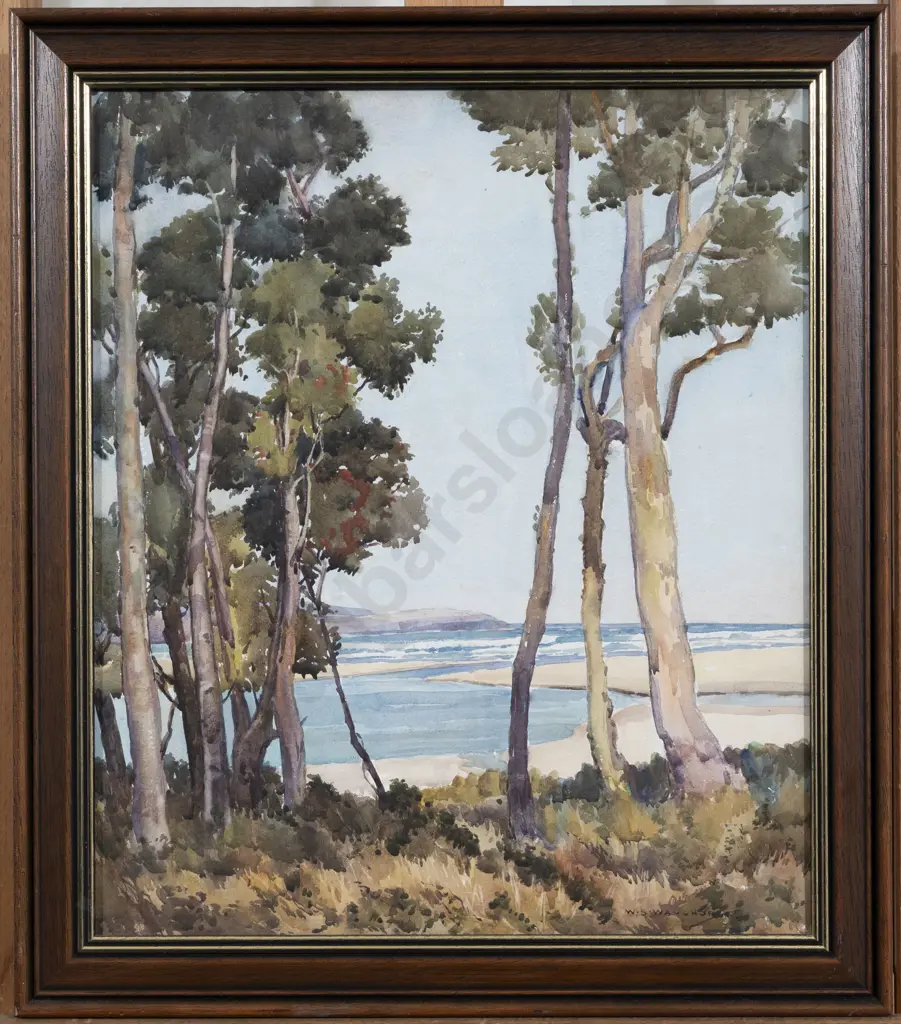 William S Wauchop (1889 - 1971) - Coastal View Through Trees Image 1++