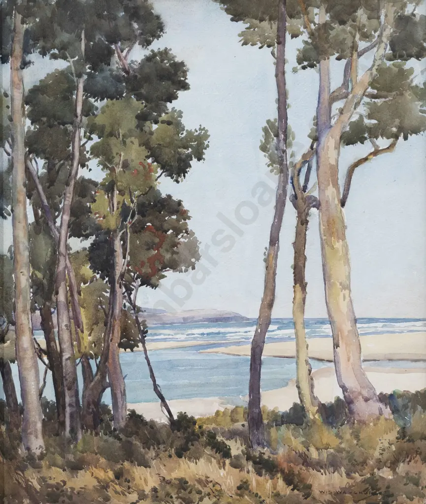 William S Wauchop (1889 - 1971) - Coastal View Through Trees Image 1++