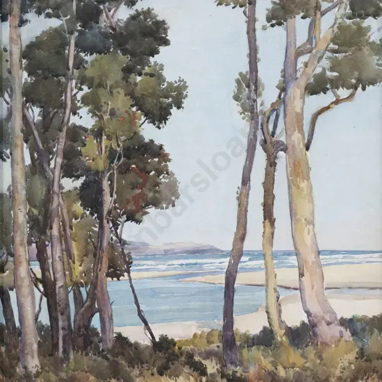 William S Wauchop (1889 - 1971) - Coastal View Through Trees