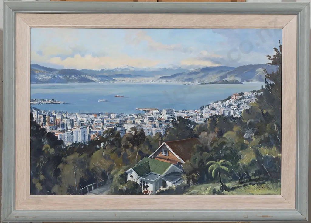 W F Moore (1934 - 2020) - Apartment View Wellington (from Brooklyn) Image 1++