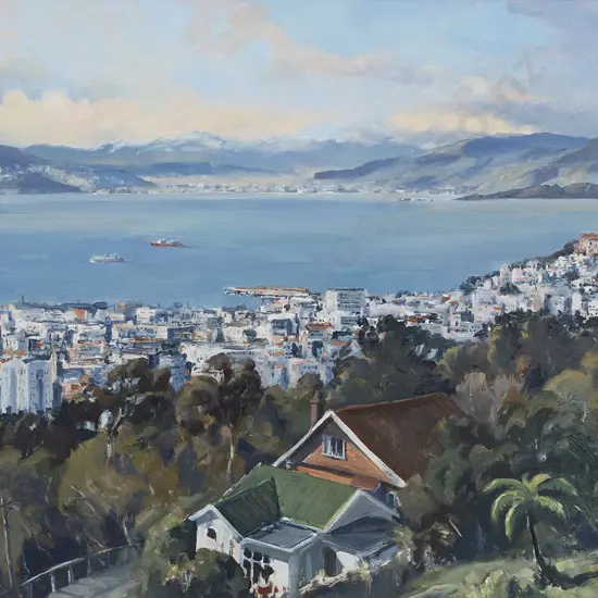 W F Moore (1934 - 2020) - Apartment View Wellington (from Brooklyn)