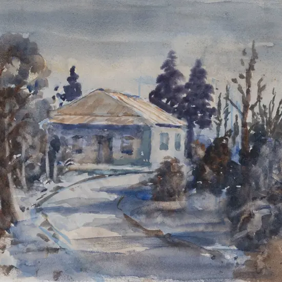 Carl Laugesen (1900 - 87) - Moonlit Cottage