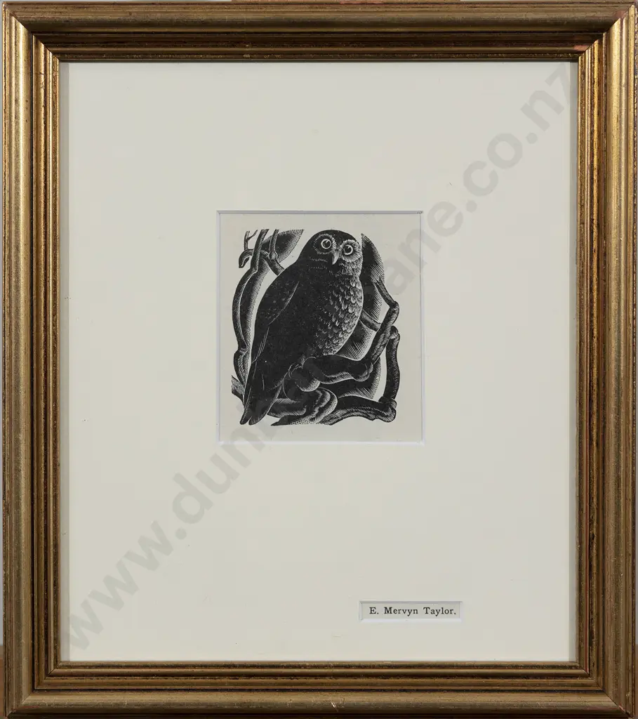 E Mervyn Taylor (1906 - 1964) - Morepork Image 1++