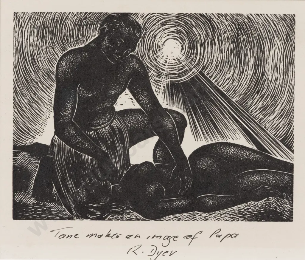 Rona Dyer (b 1923 - 2021) - Tane Makes an Image of Papa Image 1++