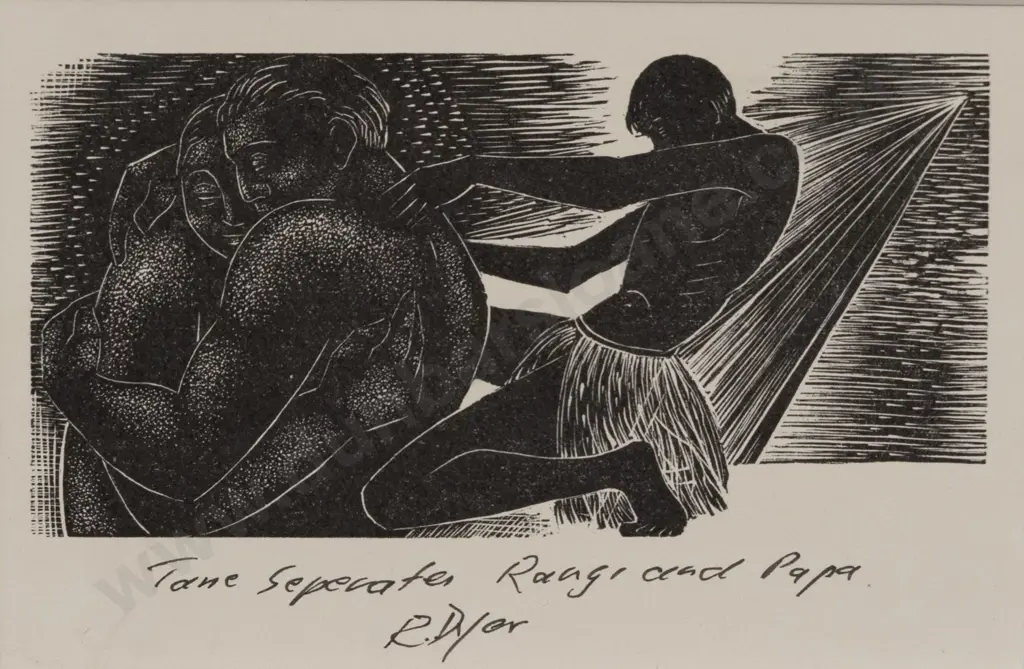 Rona Dyer (b 1923 - 2021) - Tane Separates Rangi and Papa Image 1++