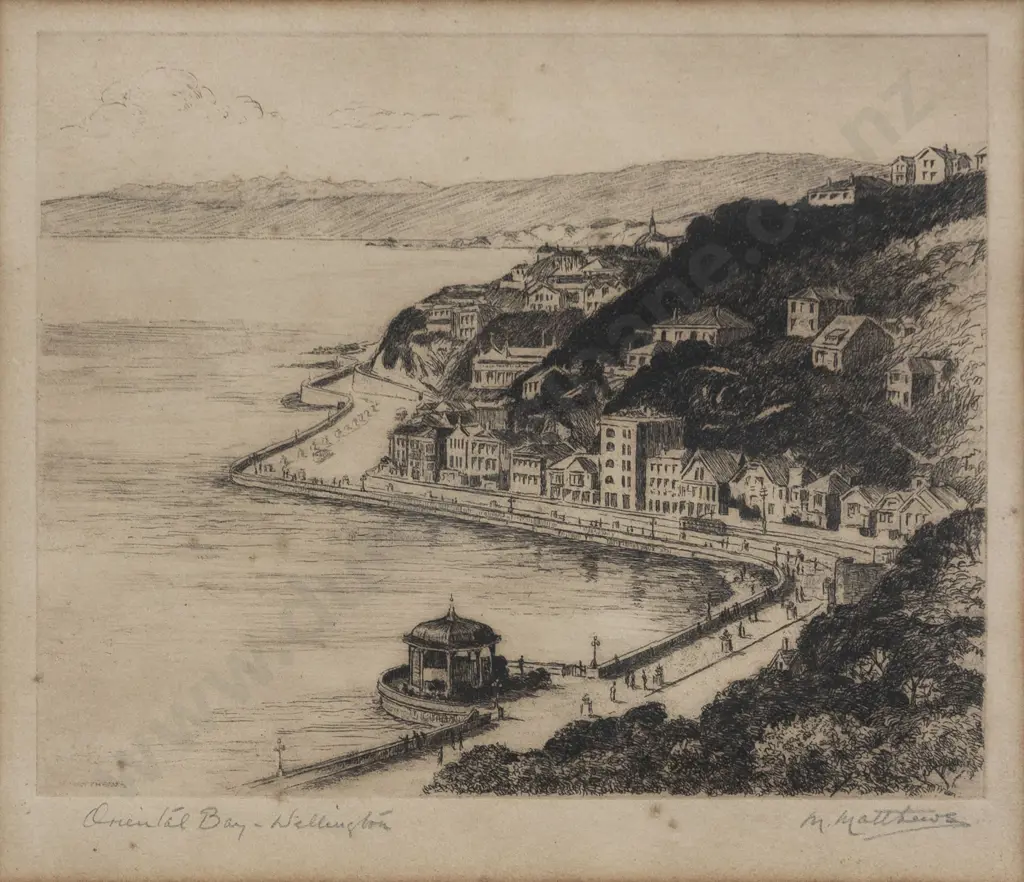 M Matthews (1899 - 1945) - Oriental Bay Wellington Image 1++