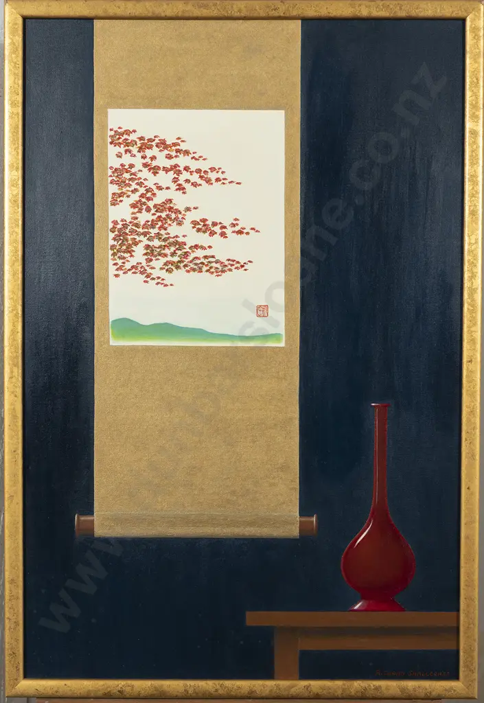 Richard Shallcrass - Sang de Boeuf Bottle Vase & Scroll Image 1++