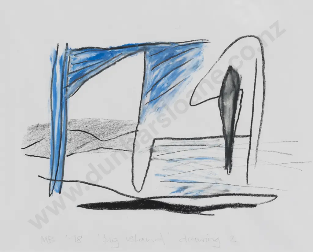 Malcolm Benham (b 1949) - 'Big Island' Drawing 2 Image 1++
