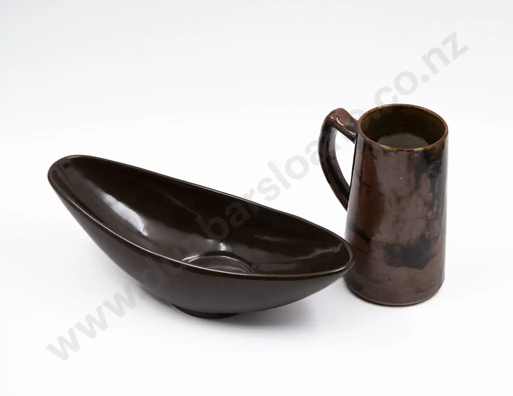 NZ Pottery Fruit Bowl and Tankard Image 1++