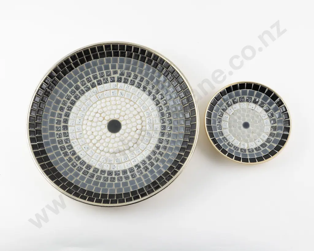 Two John Crichton Style Shallow Mosaic Tile Bowls Image 1++