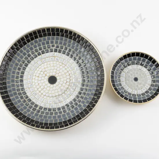 Two John Crichton Style Shallow Mosaic Tile Bowls