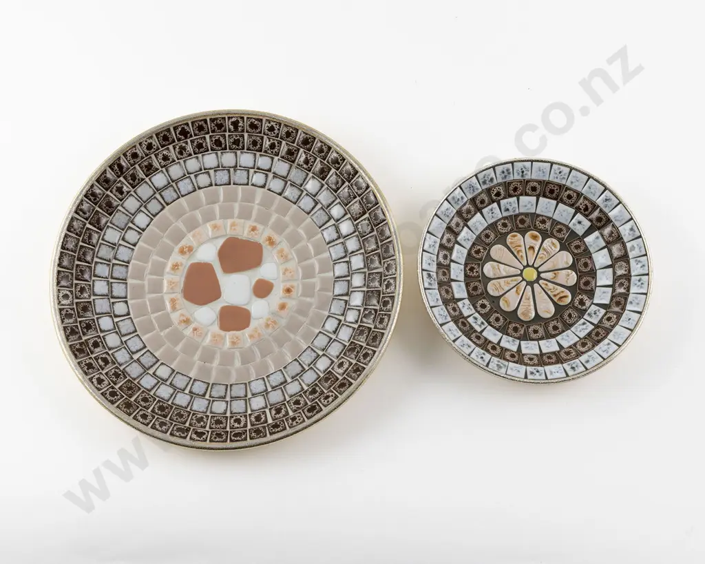 Two John Crichton Style Shallow Mosaic Tile Bowls Image 1++