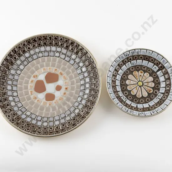 Two John Crichton Style Shallow Mosaic Tile Bowls