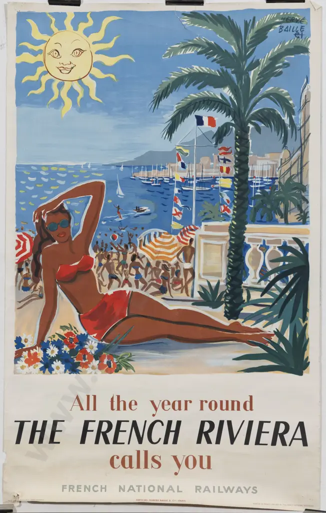 Vintage French Riviera Tourist Poster Image 1++