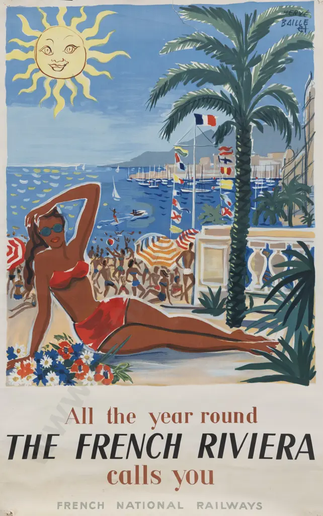 Vintage French Riviera Tourist Poster Image 1++