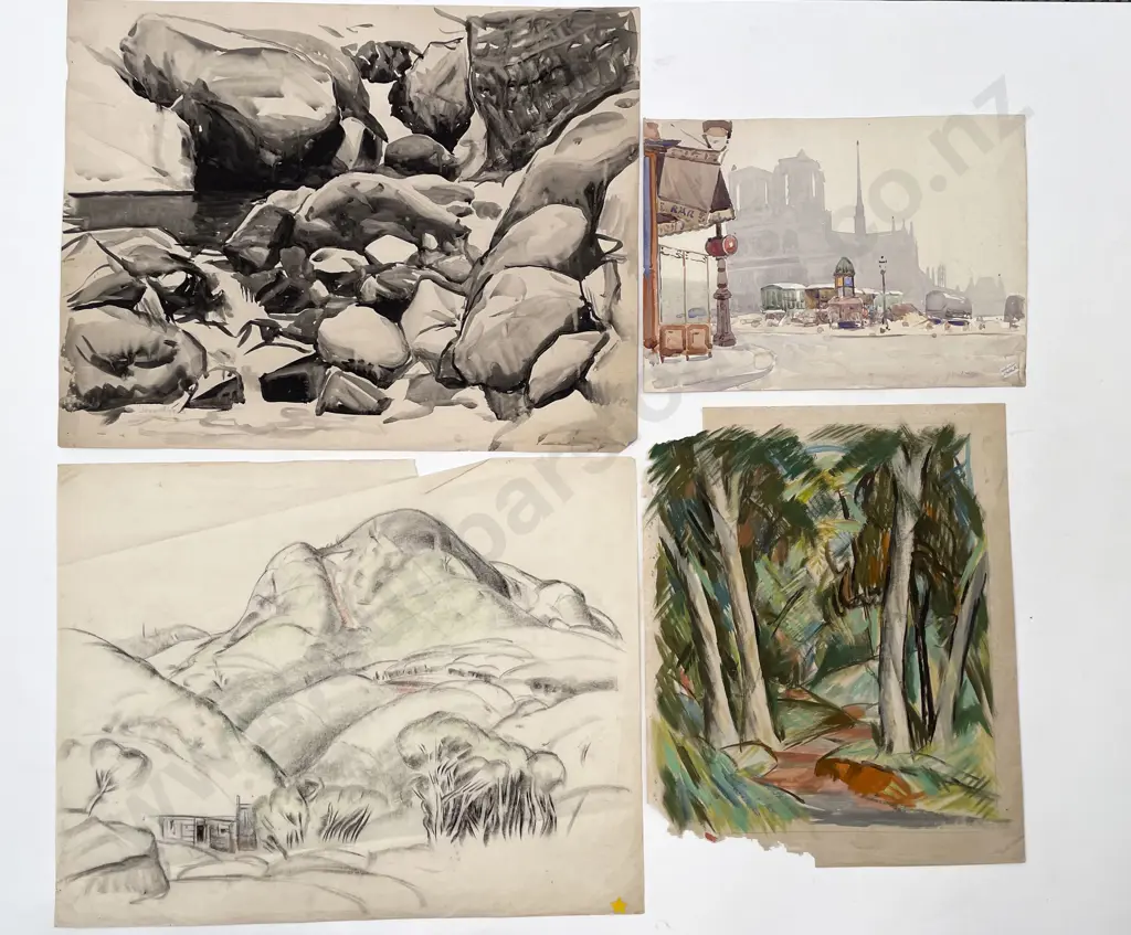 John Weeks (1888 - 1965) - Four Landscape Studies (unframed) Image 1++