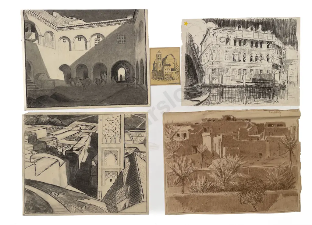 John Weeks (1888 - 1965) - Five Architectural Studies (unframed) Image 1++