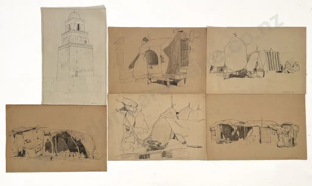 John Weeks (1888 - 1965) - Fourteen North African Sketches (unframed) Image 1++