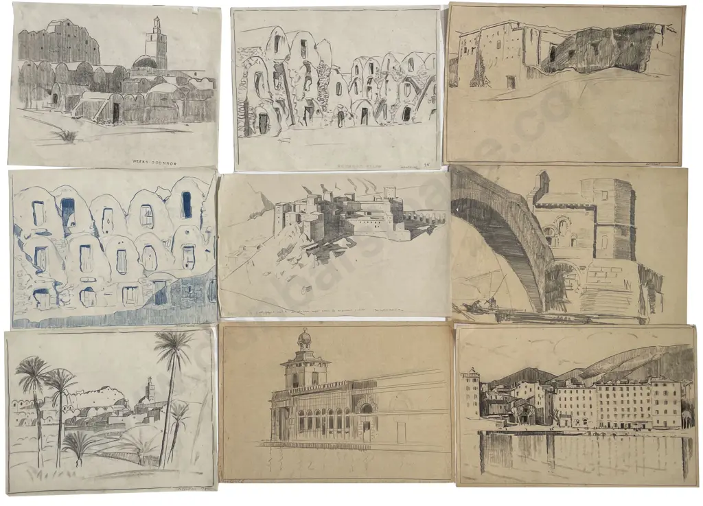 John Weeks (1888 - 1965) - Fourteen North African Sketches (unframed) Image 1++