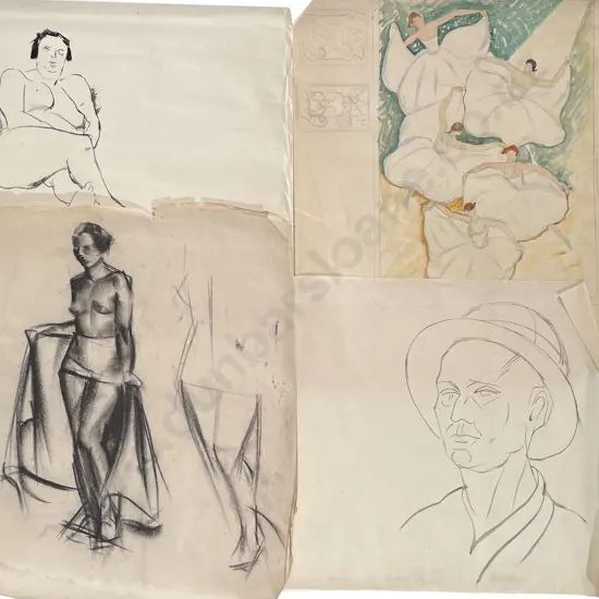 John Weeks (1888 - 1965) - Eight Figural Studies (unframed)