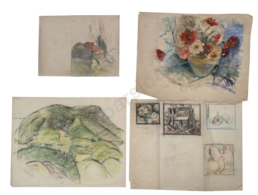 John Weeks (1888 - 1965) - Four Sketchbook Studies (unframed) Image 1++