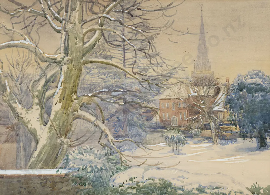 European Watercolour Winter Scene Image 1++