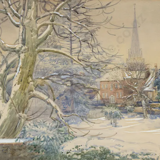 European Watercolour Winter Scene
