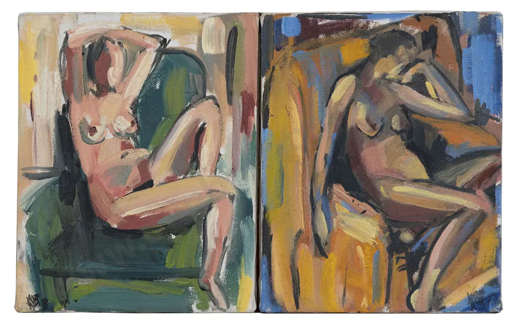 Unknown Artist - Pair Nude Studies Image 1++