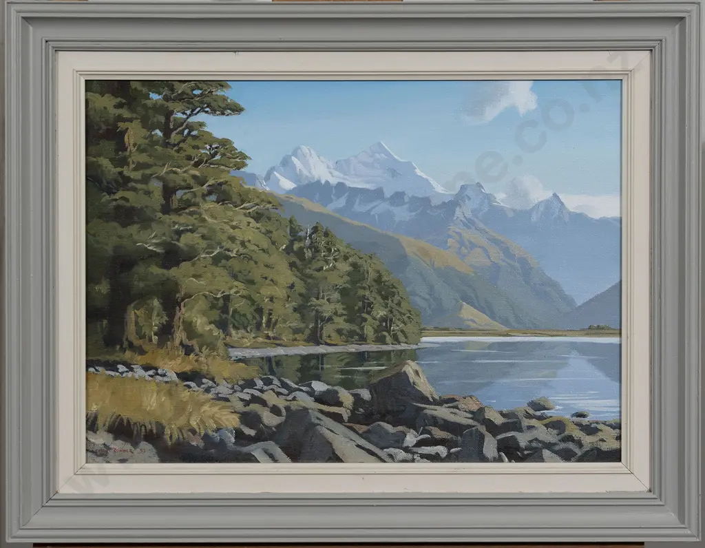 John Rundle (1933 - 2014) - Lake Wakatipu & Mt Earnslaw Image 1++