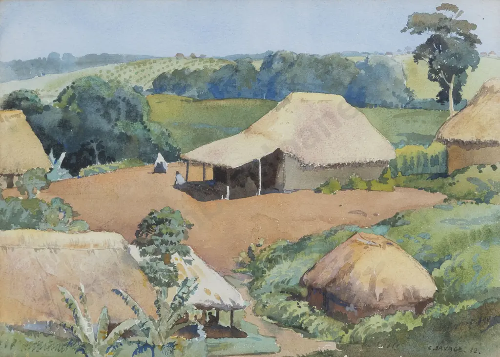 Cedric Savage (1908 - 1969) - Indian Village Image 1++