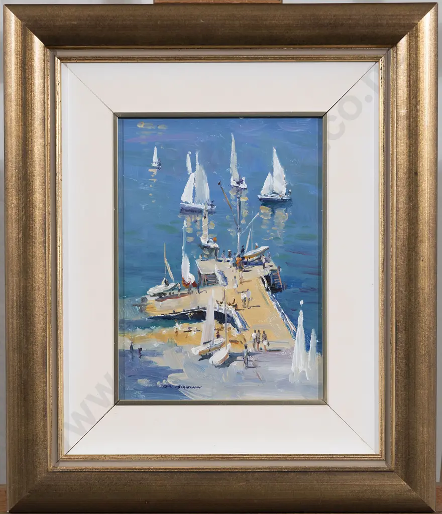 Ion Brown (b 1942) - Preparing to Race Evans Bay Image 1++