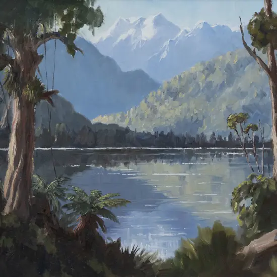 E B Lattey (1899 - 1986) - Early Morning Lake Kaniere Westland