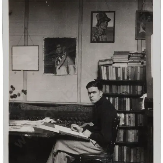 Photograph - Leo Bensemann Seated at Desk