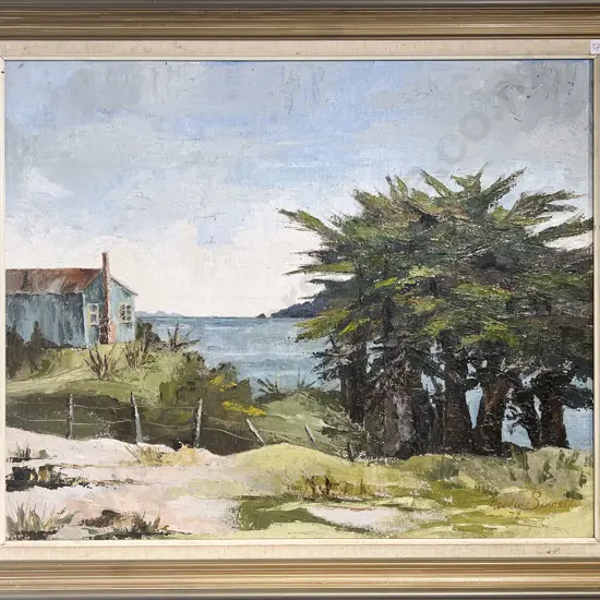 Noeline Sinnett "Cliffside Cottage" Oil on Board
