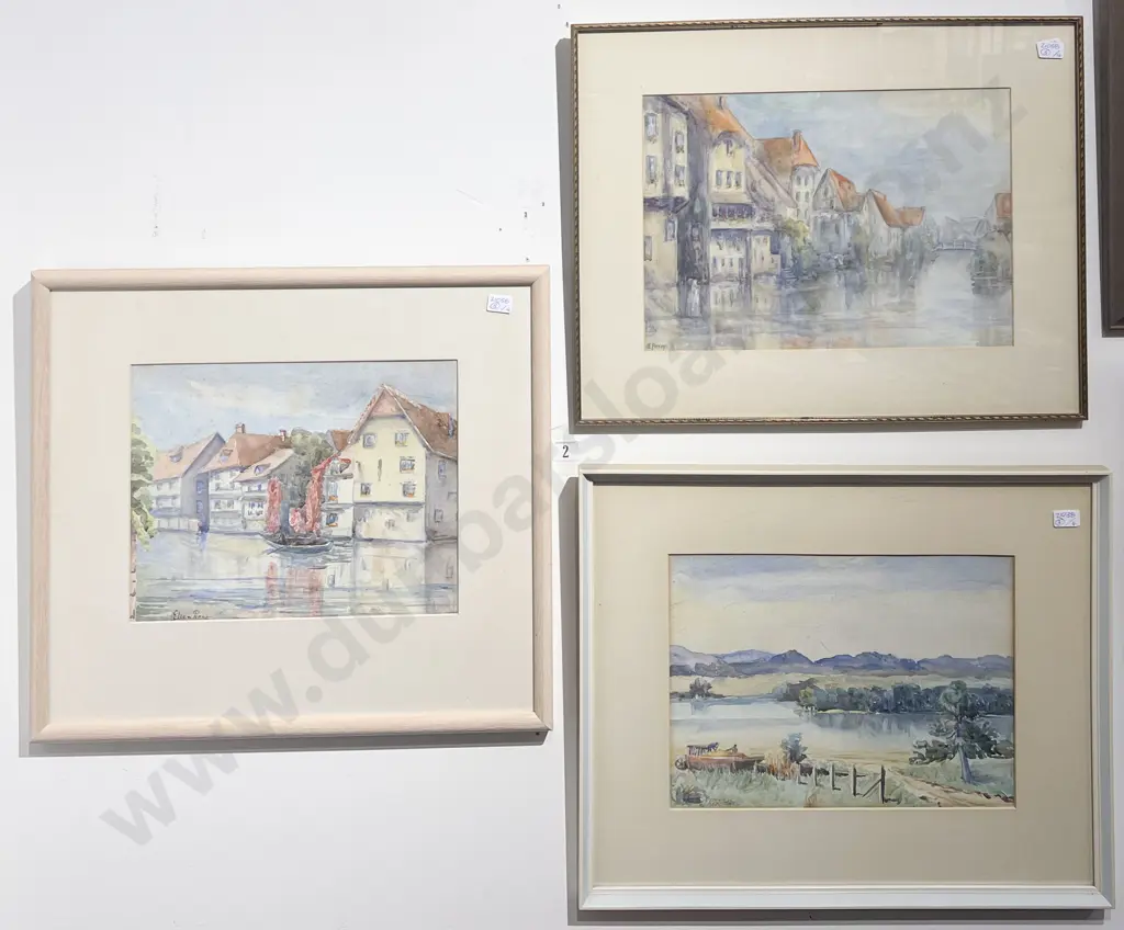 Three Ellen Perry Watercolours - European Scenes Image 1++