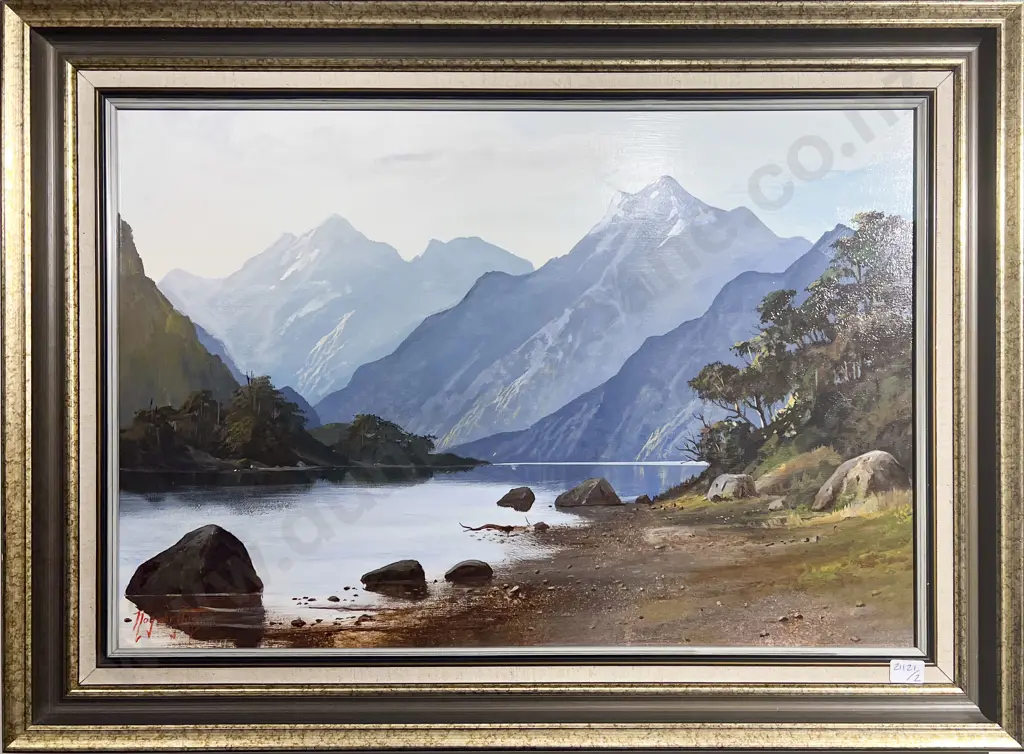 Roy Sefton - Shoreline Caswell Sound - Oil on Board Image 1++